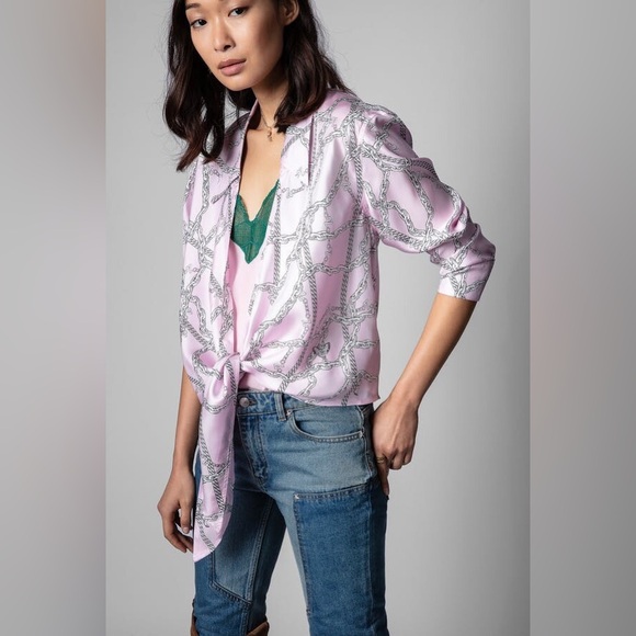 Zadig and Voltaire pink toupy chain top - Picture 3 of 9